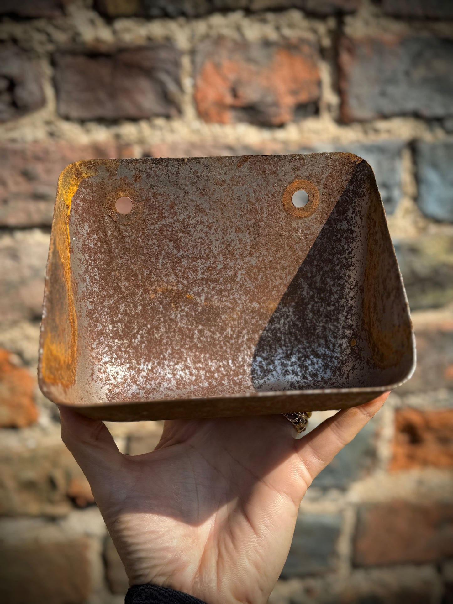 Vintage Rusty Metal Wall Mounted Planter / Herb Planter Plant Pot Fence Display