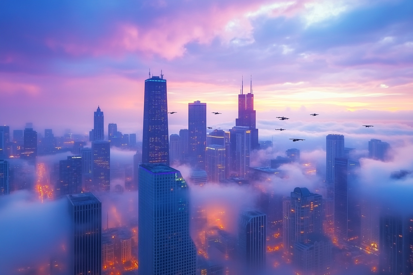 Futuristic Cityscape Canvas