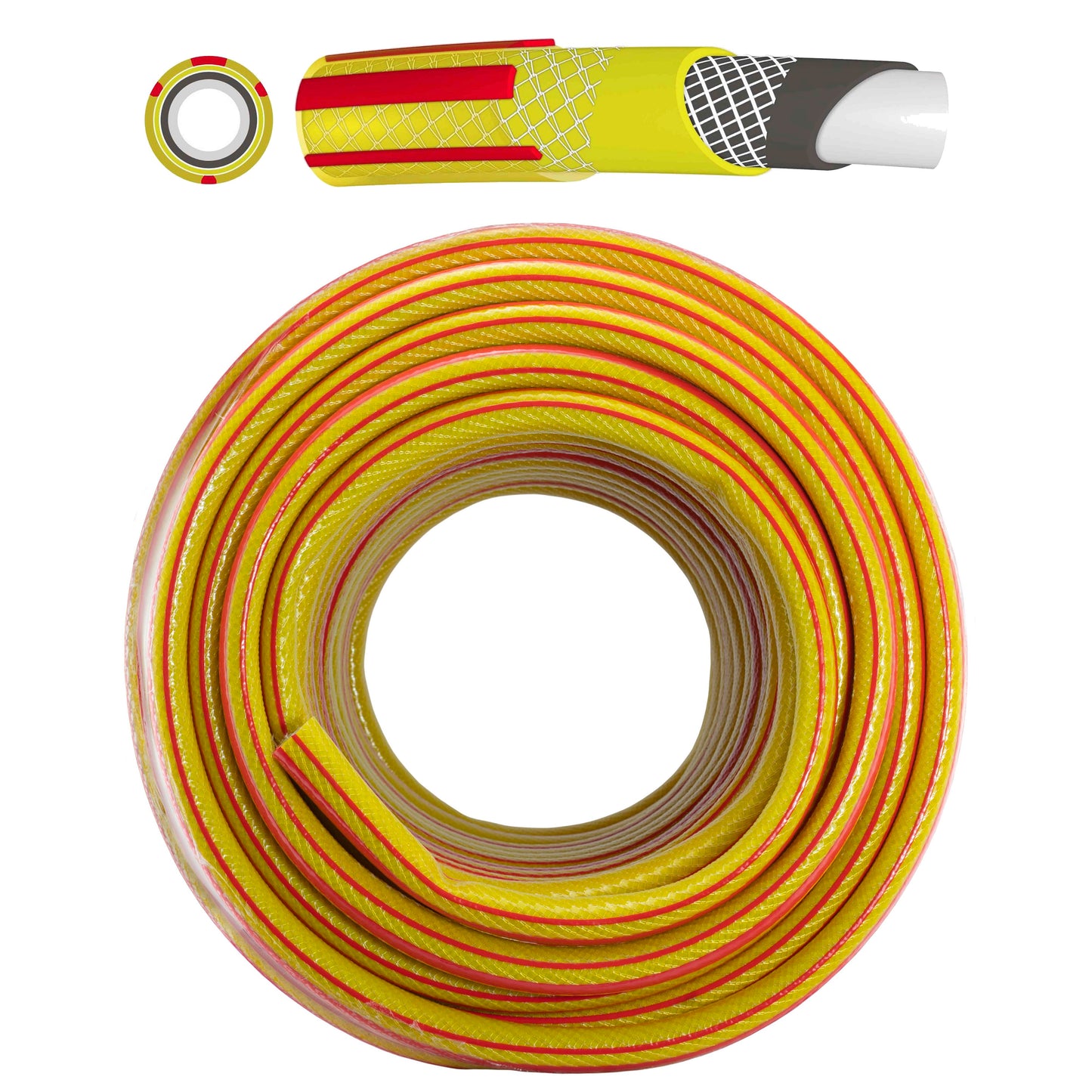 Premium Garden Hose Set Yellow with Lime Connectors
