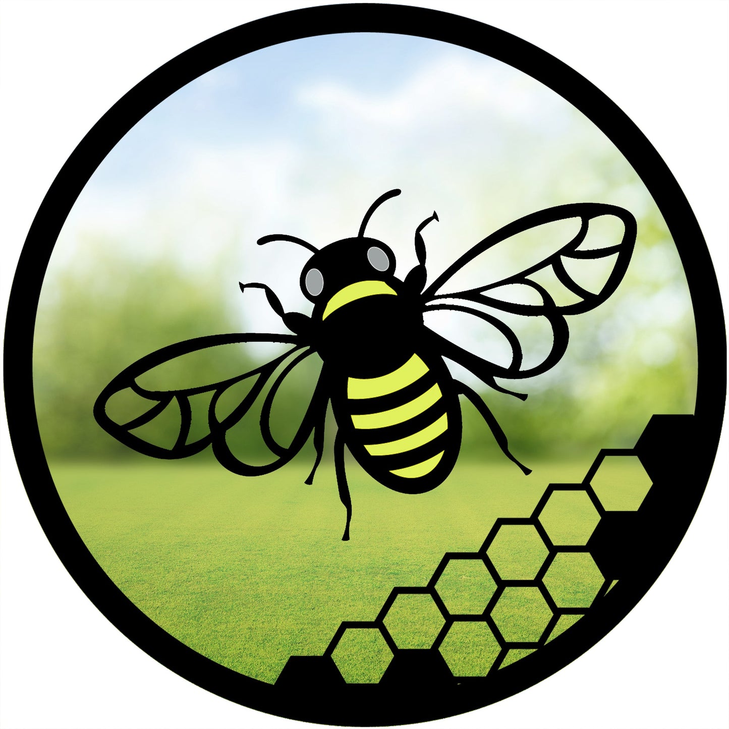 SunCatcher Garden Mirror Round Yellow Honey Bee Range of Sizes