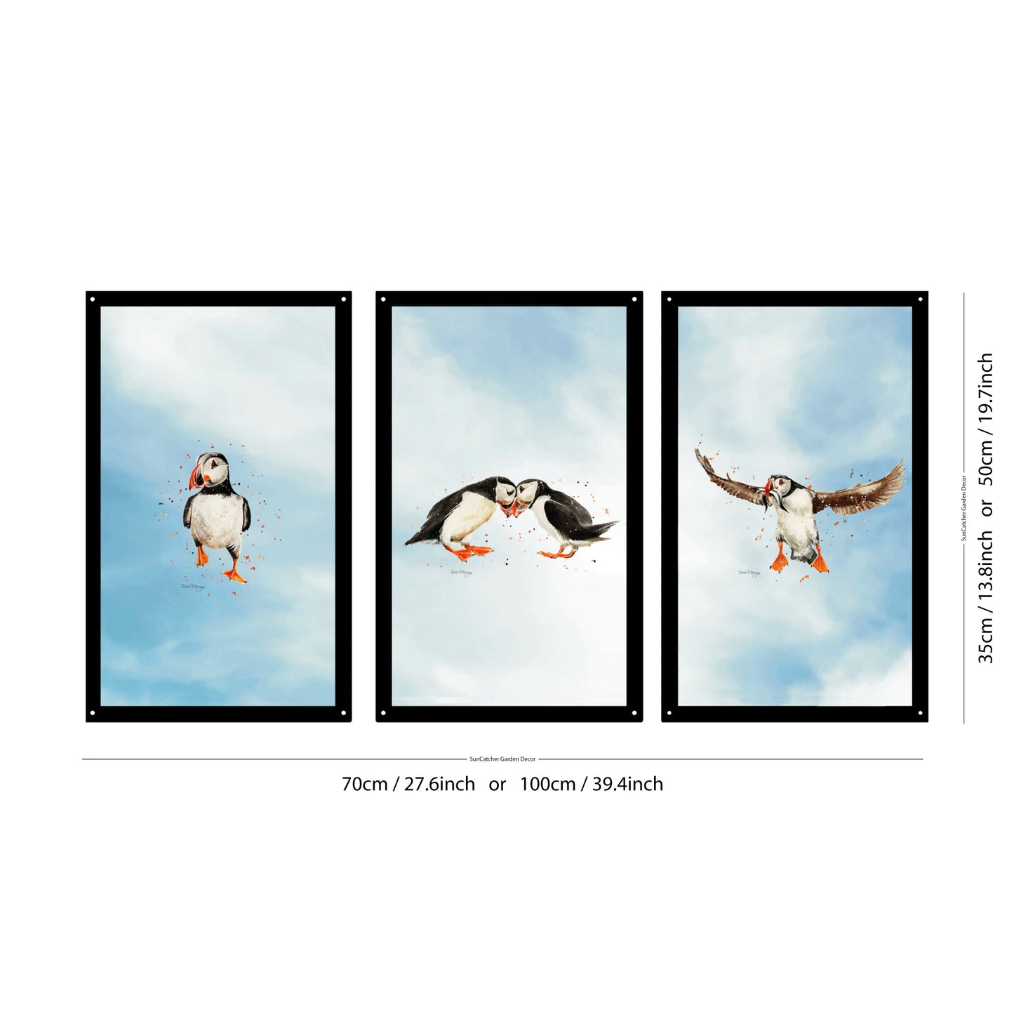 SunCatcher Garden Mirror Set 3 Puffin Parade Illustrations by Bree Merryn