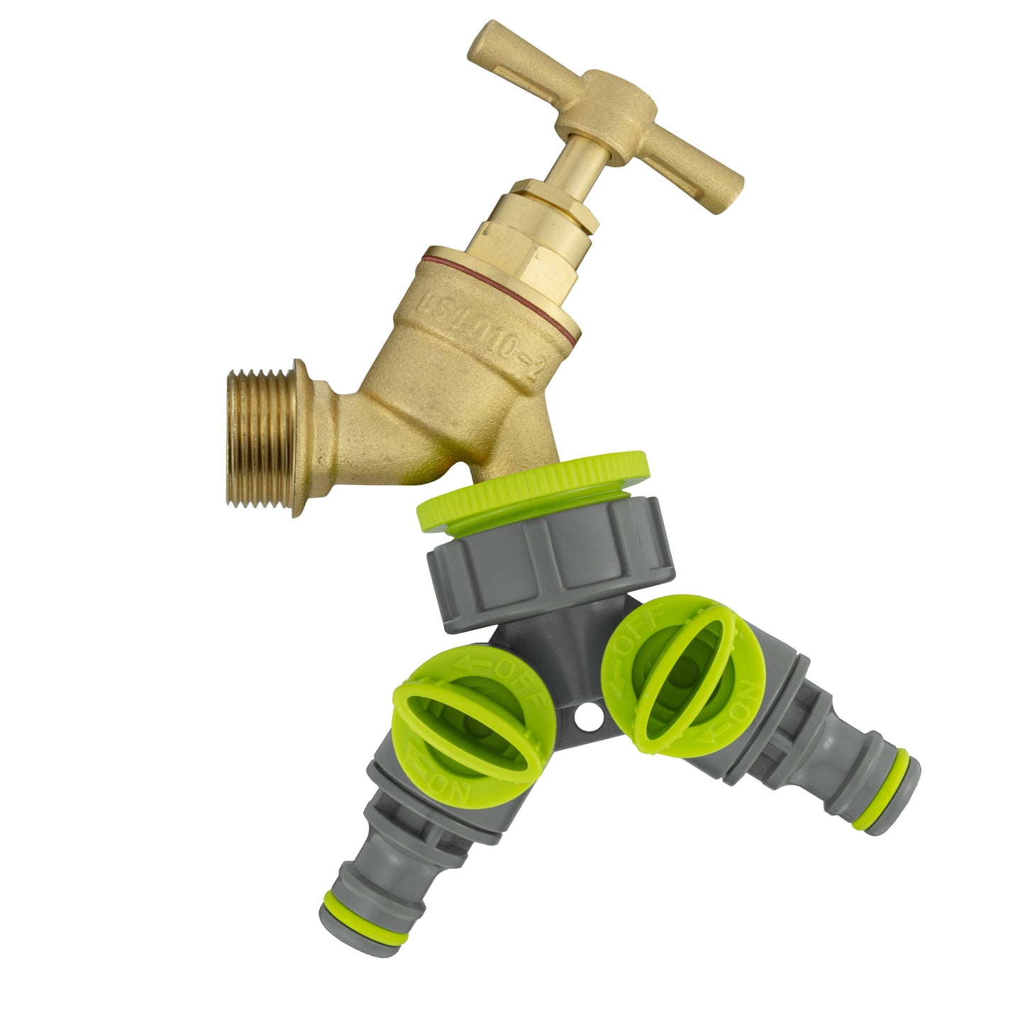 Wall Flange Kit 32mm MDPE + Brass Bib Tap + Two Way Splitter + Connectors