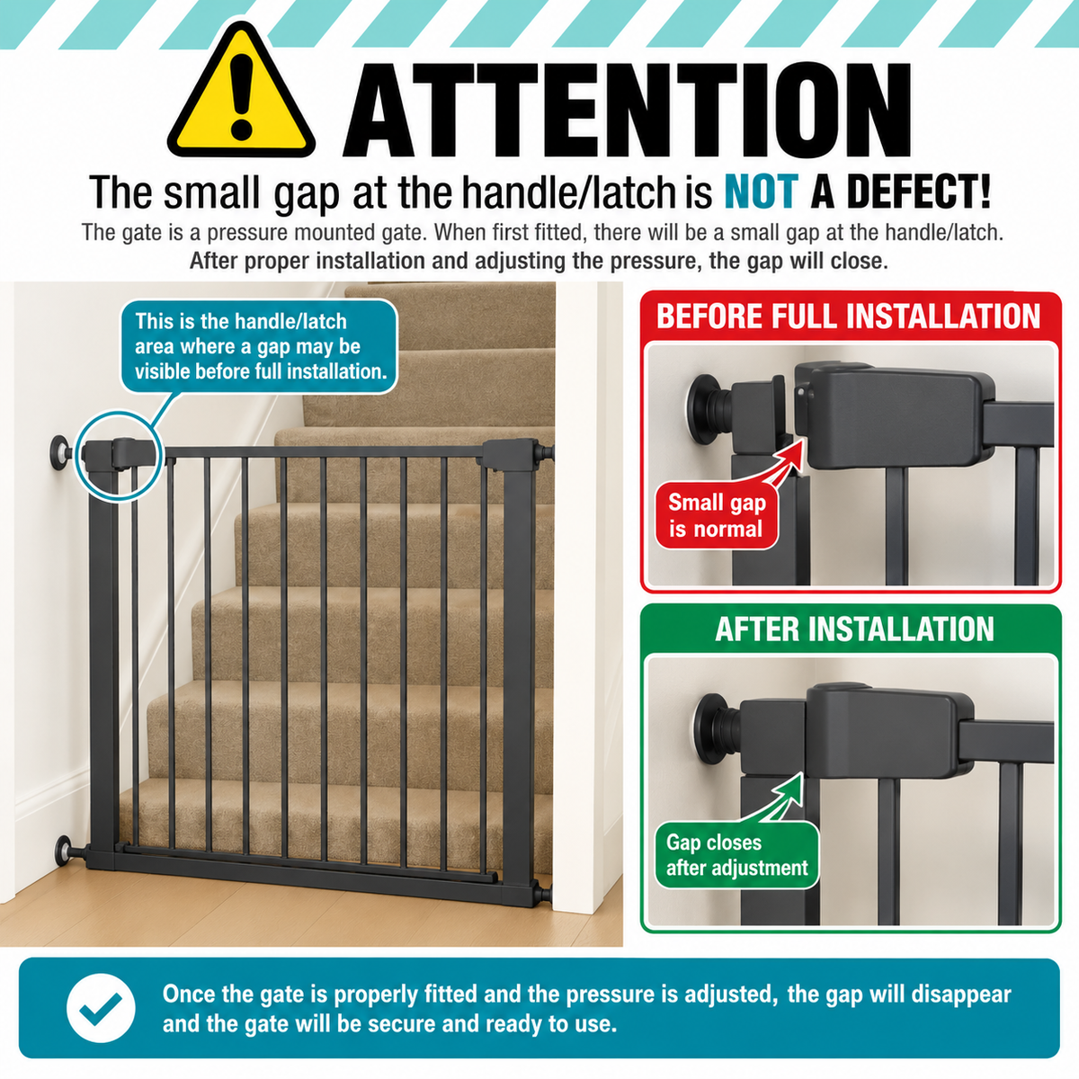2x FYLO Baby Safety Stair Gate Pressure Fit Extra Wide - Grey