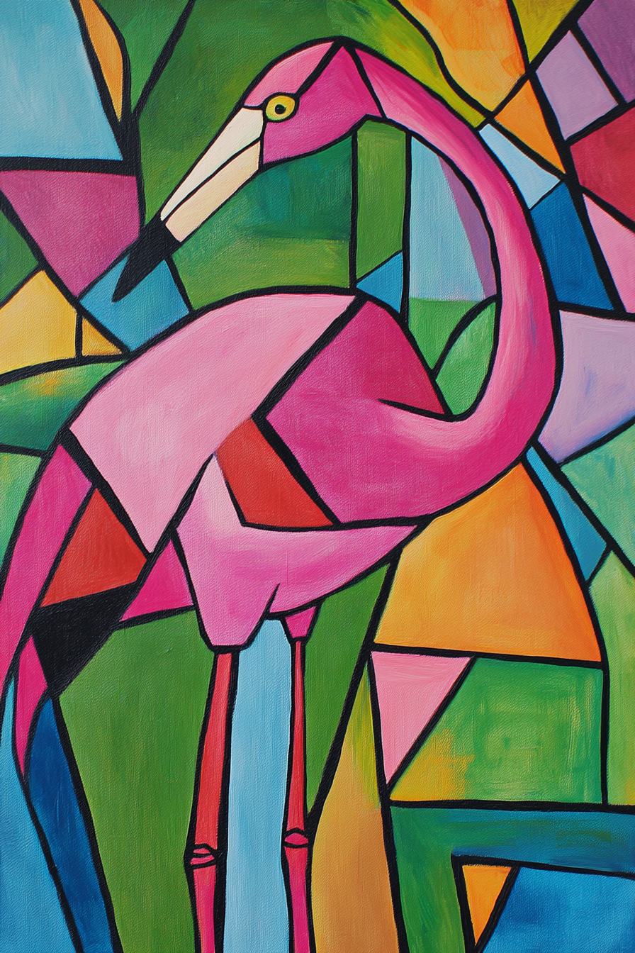 Geometric Flamingo Canvas