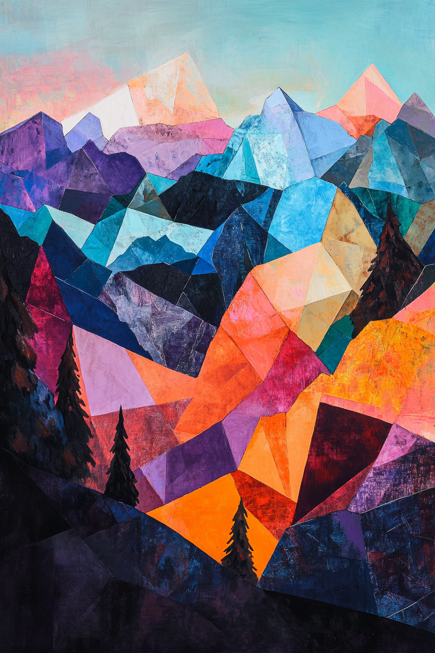 Geometric Mountain Canvas