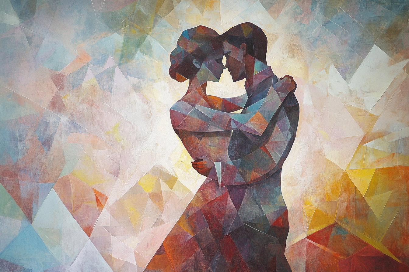 Geometric Romance Dance Canvas