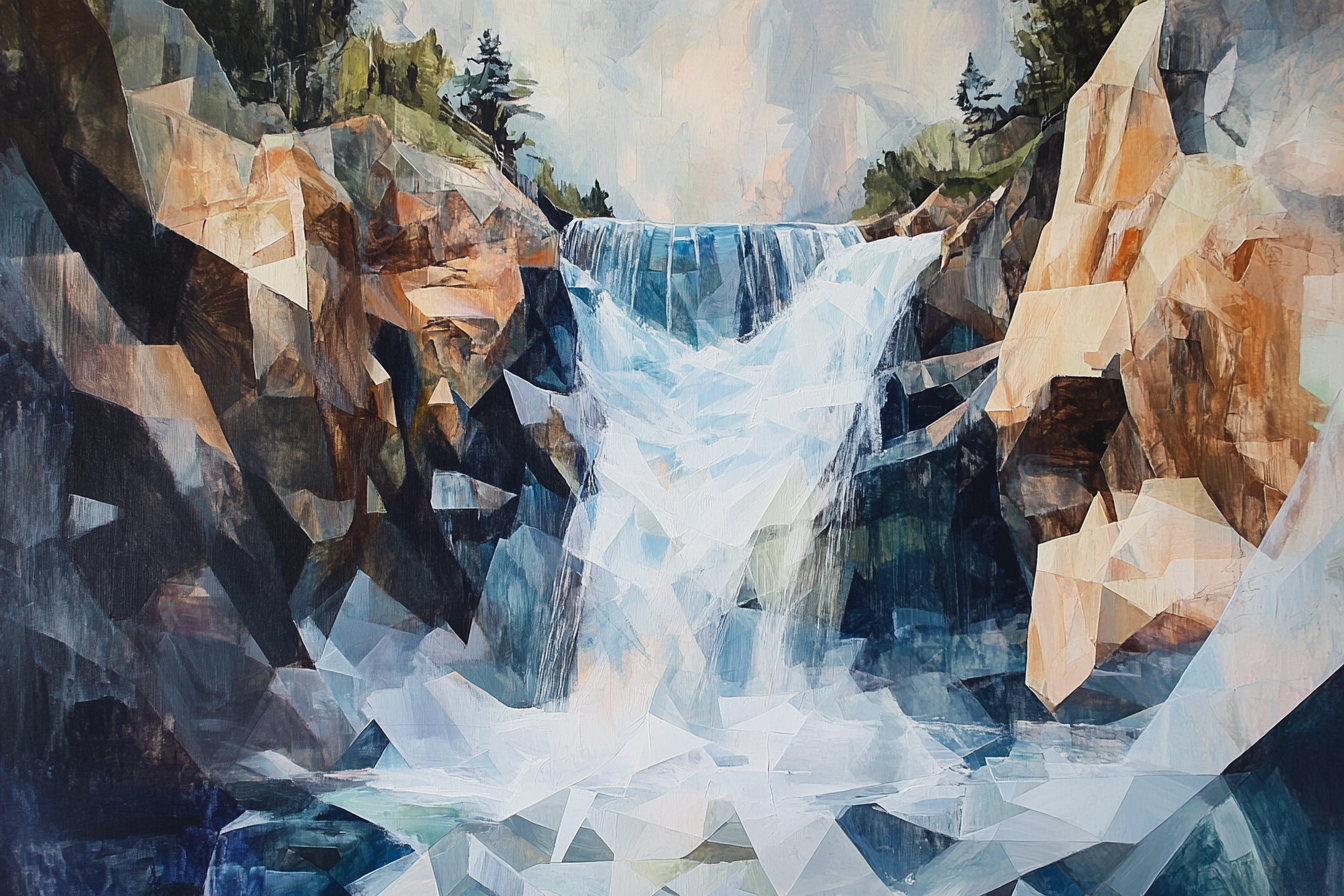 Geometric Waterfall Chaos Canvas