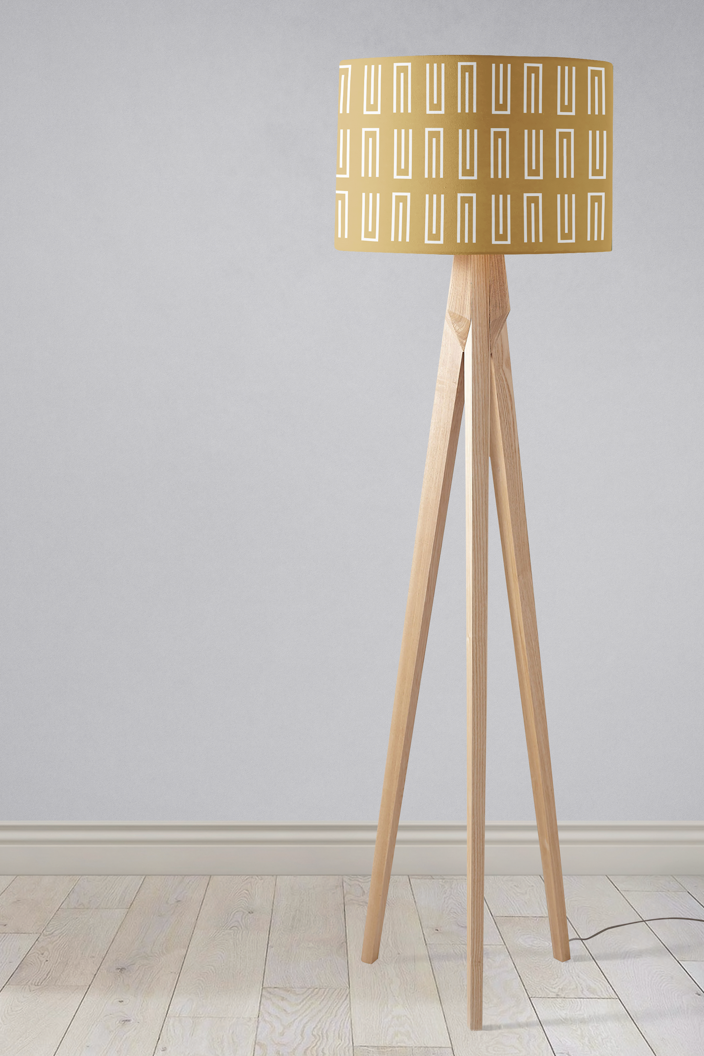 Gold and White Geometric Lampshade