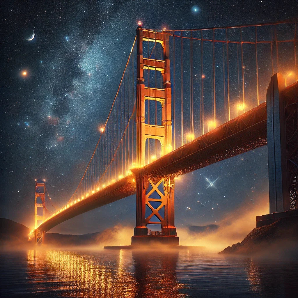 Golden Gate Starry Night Cotton Cushion