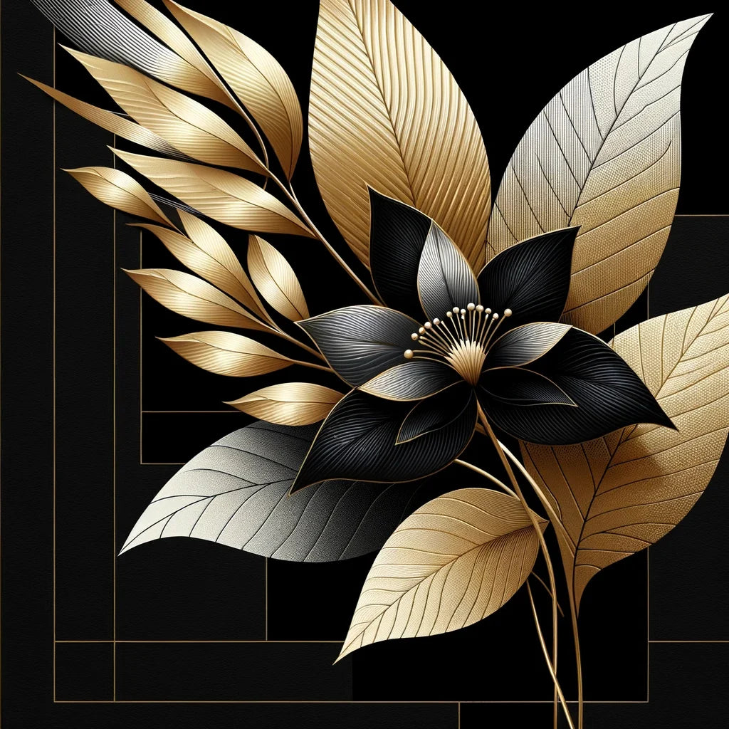 Golden Noir Floral Elegance Cotton Cushion
