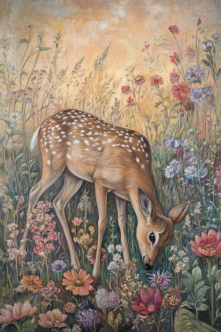 Grazing Deer Elegance Canvas