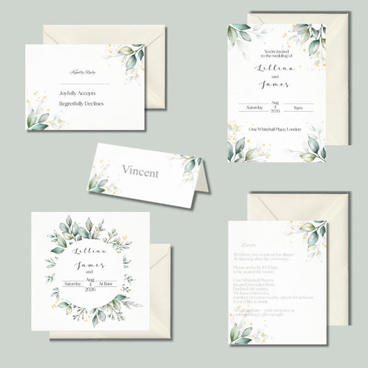 Save the Date - Green Leaves