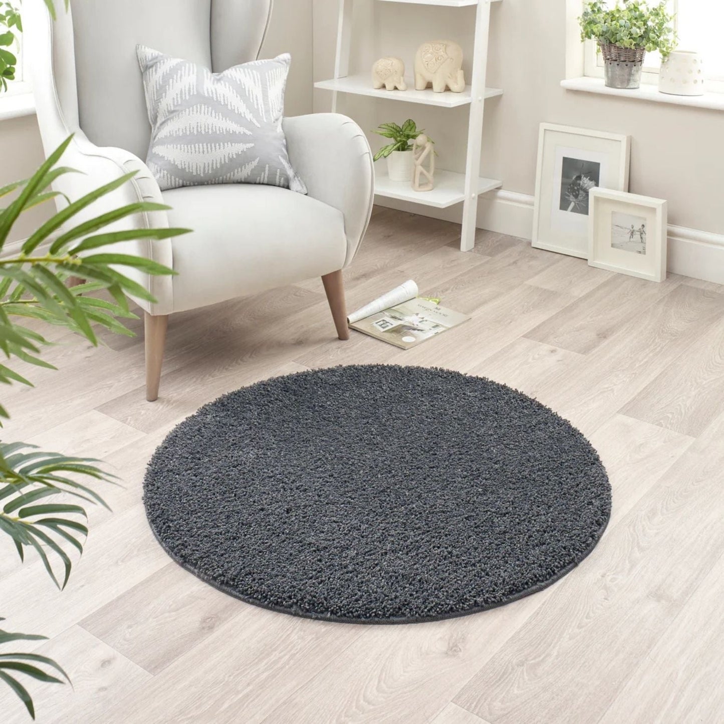 Washable Charcoal Shaggy Rug