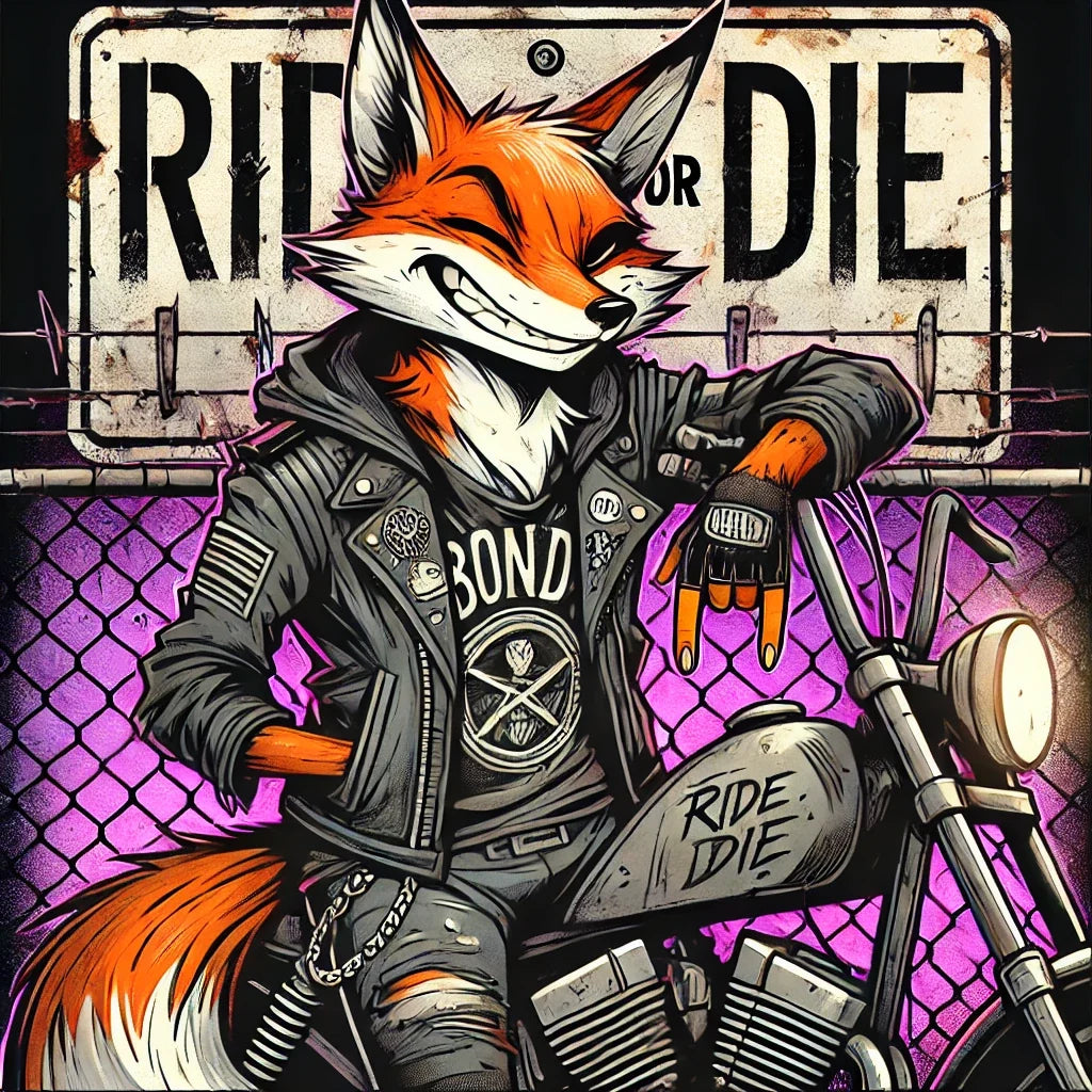 Grunge Biker Fox Canvas