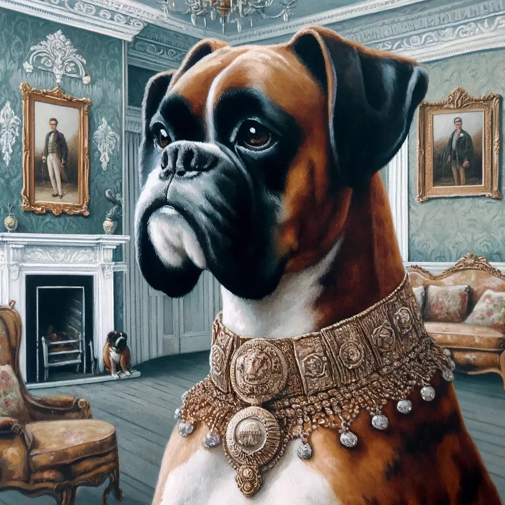 Guardian of the Manor Boxer Portrait Canvas