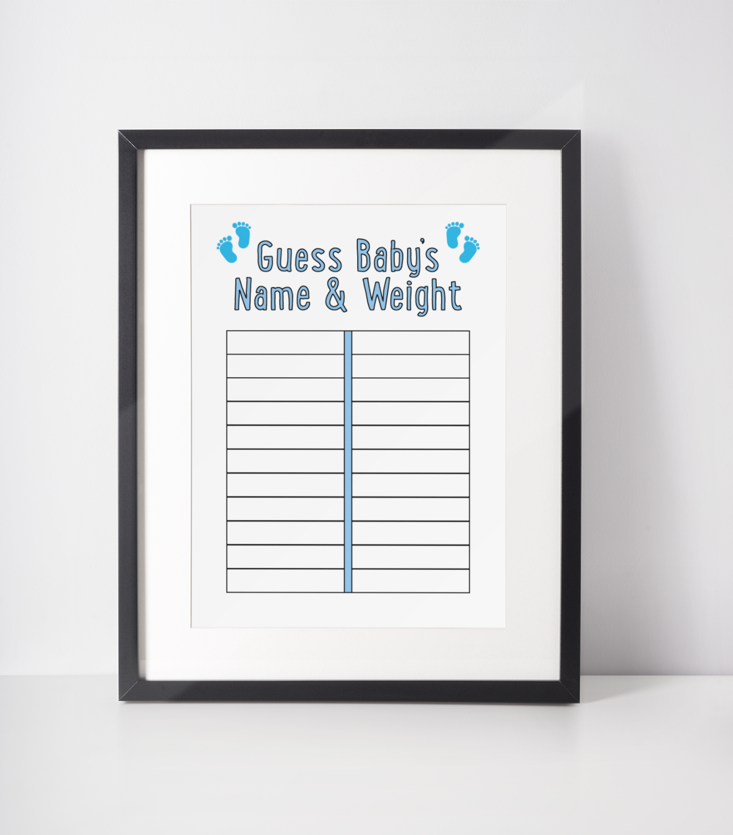 Personalised Guess Baby's Name & Weight Baby Shower Any Colour Decor Print