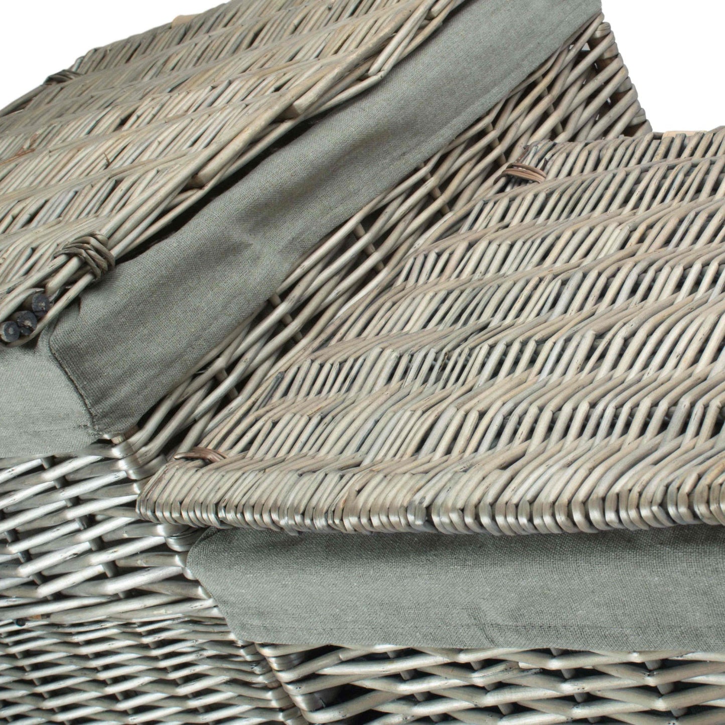 Square Laundry Basket with Grey Sage Lining Set 2