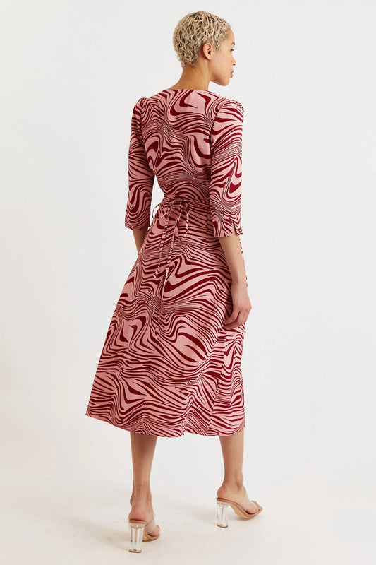 Haden Zebra Pop Print Midi Wrap Dress - Pink