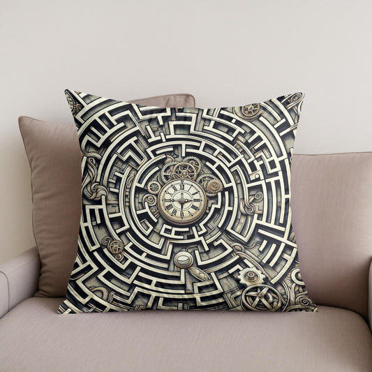 Temporal Labyrinth Elegance Cotton Cushion