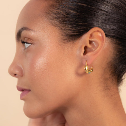 Celeste Crescent Aventurine Hoop Gold