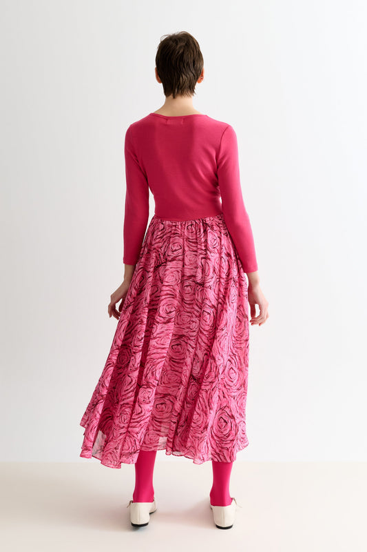 Huxley Rosechild Jersey Top Circle Skirt Midi Dress - Pink