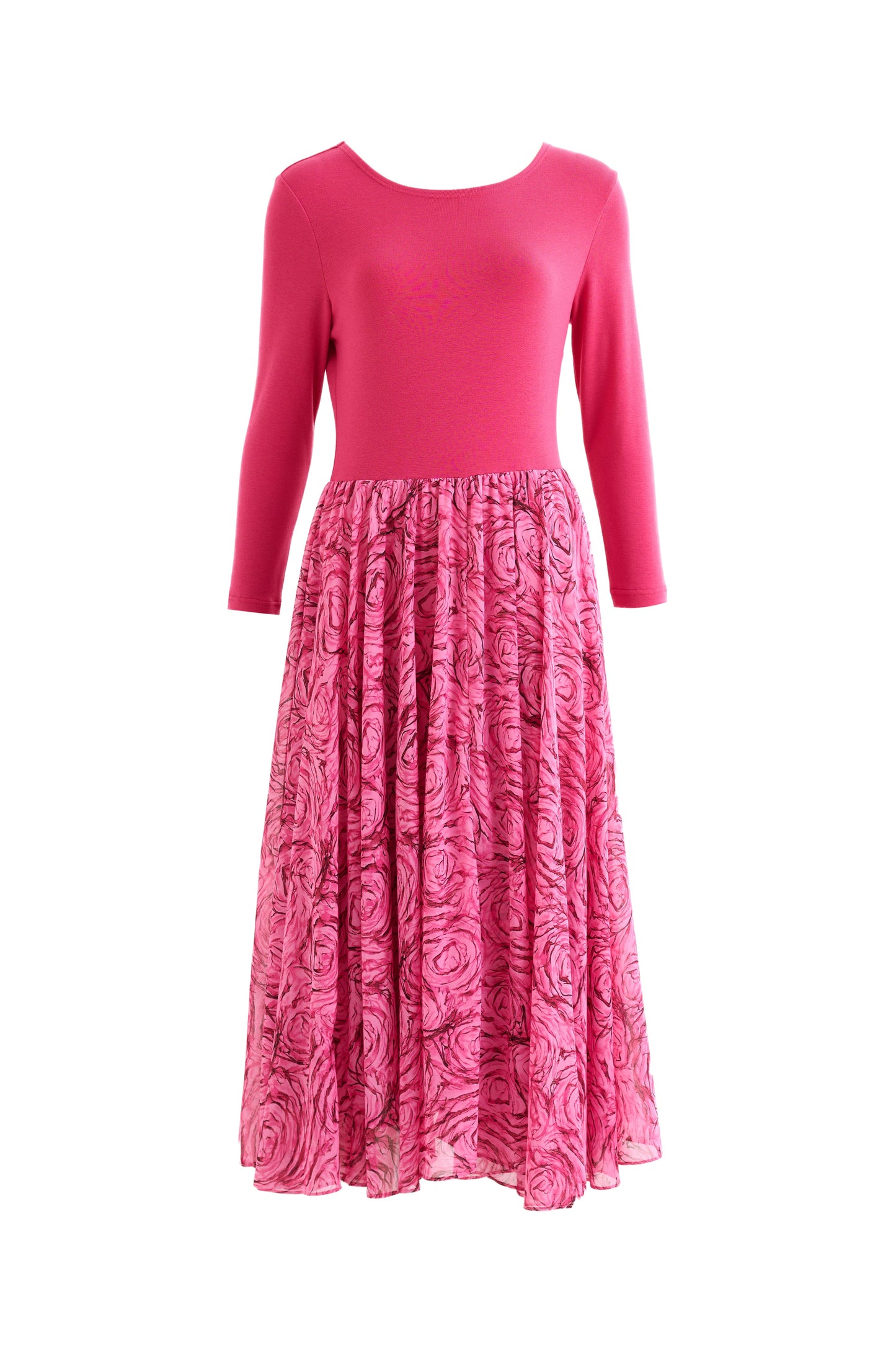 Huxley Rosechild Jersey Top Circle Skirt Midi Dress - Pink