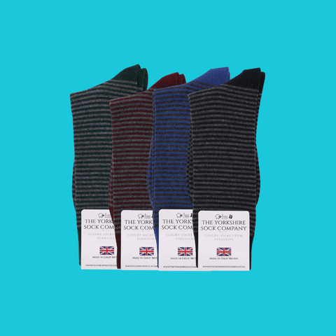 Harewood Fine Stripe Luxury Merino Everyday Socks - 4 Pair Bundle (2)