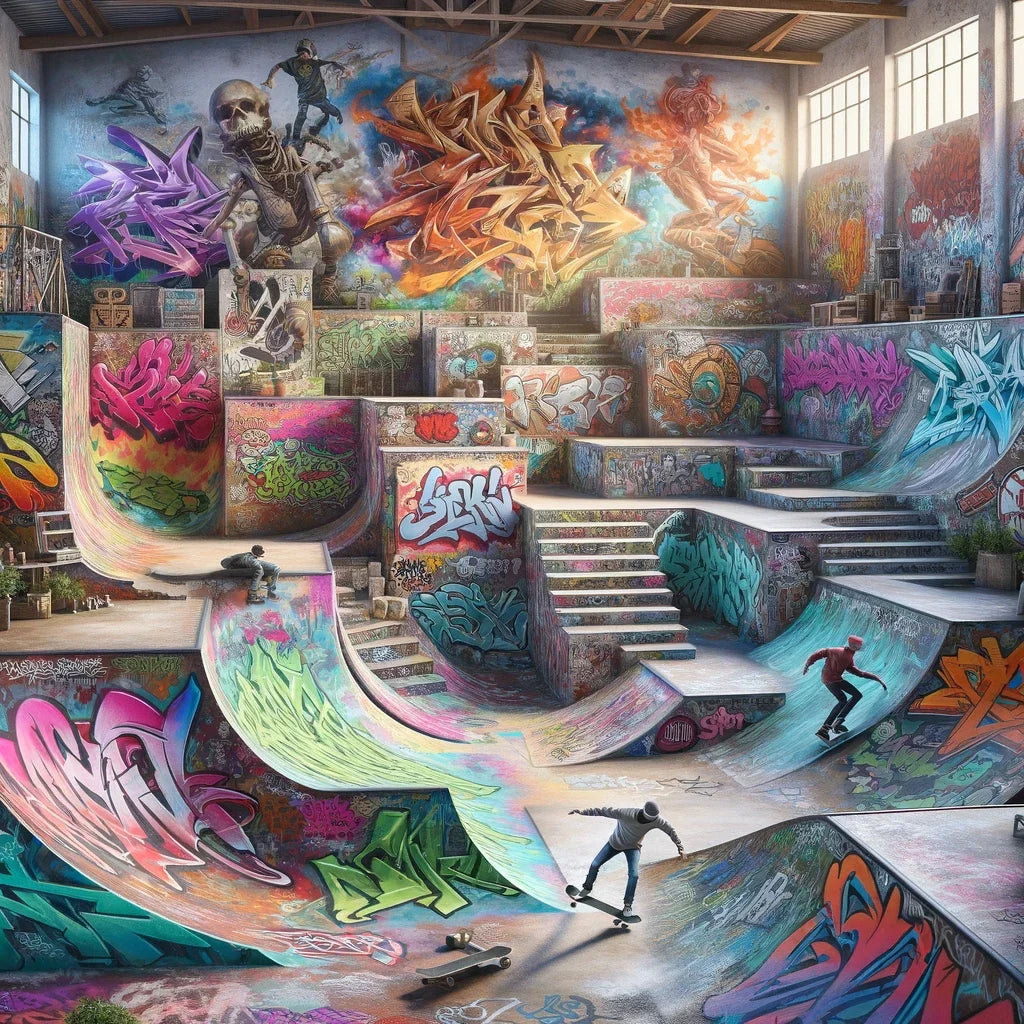 Hidden Skatepark Graffiti Haven Cotton Cushion