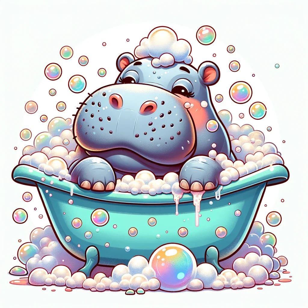 Hippo's Bubble Delight Canvas
