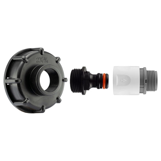 IBC 2” S60X6 Cap with Male Quick Connector and ¾” BSP Threaded Hose Connector