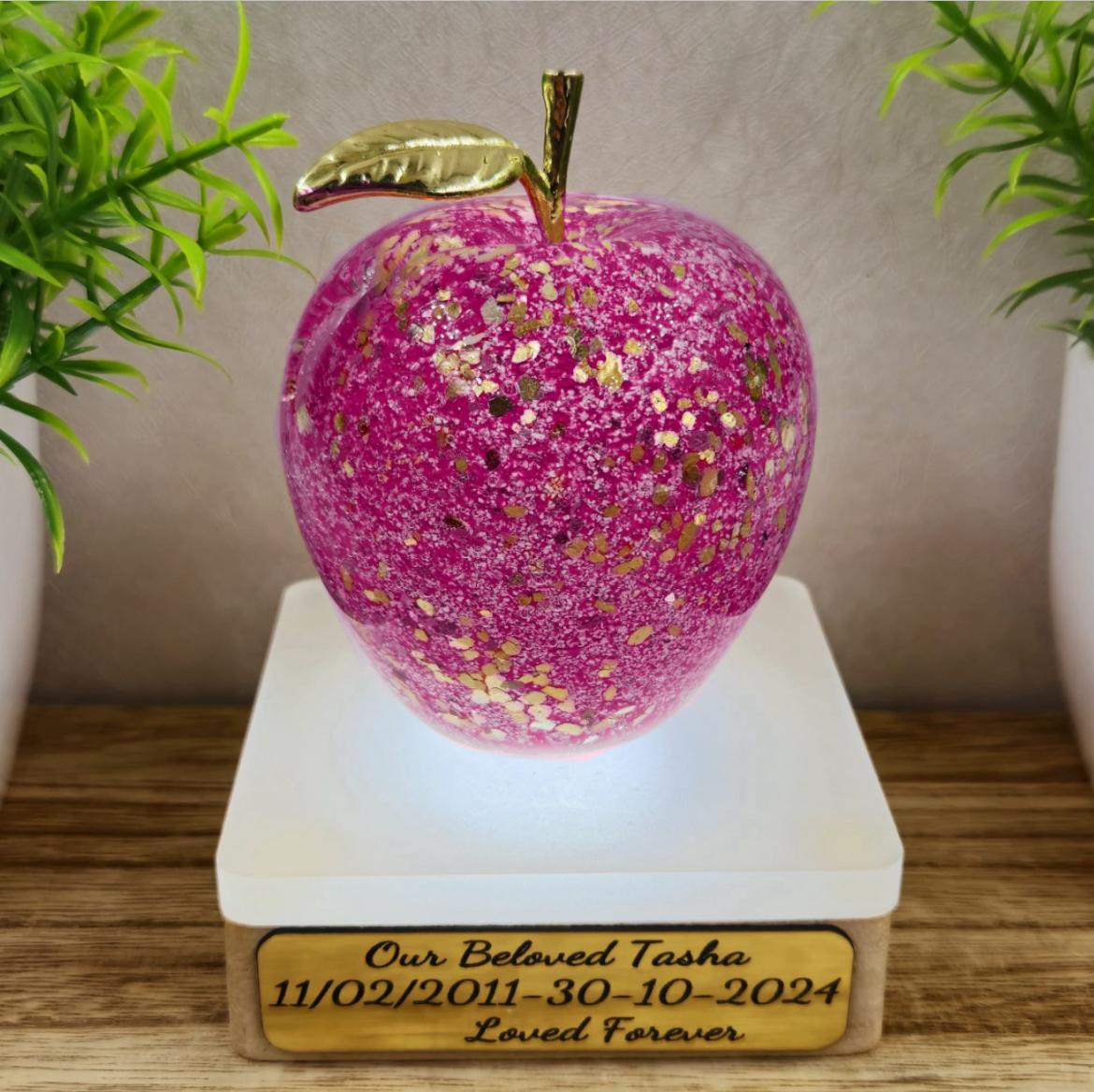Memorial Ashes In Glass Apple (gold speckle)