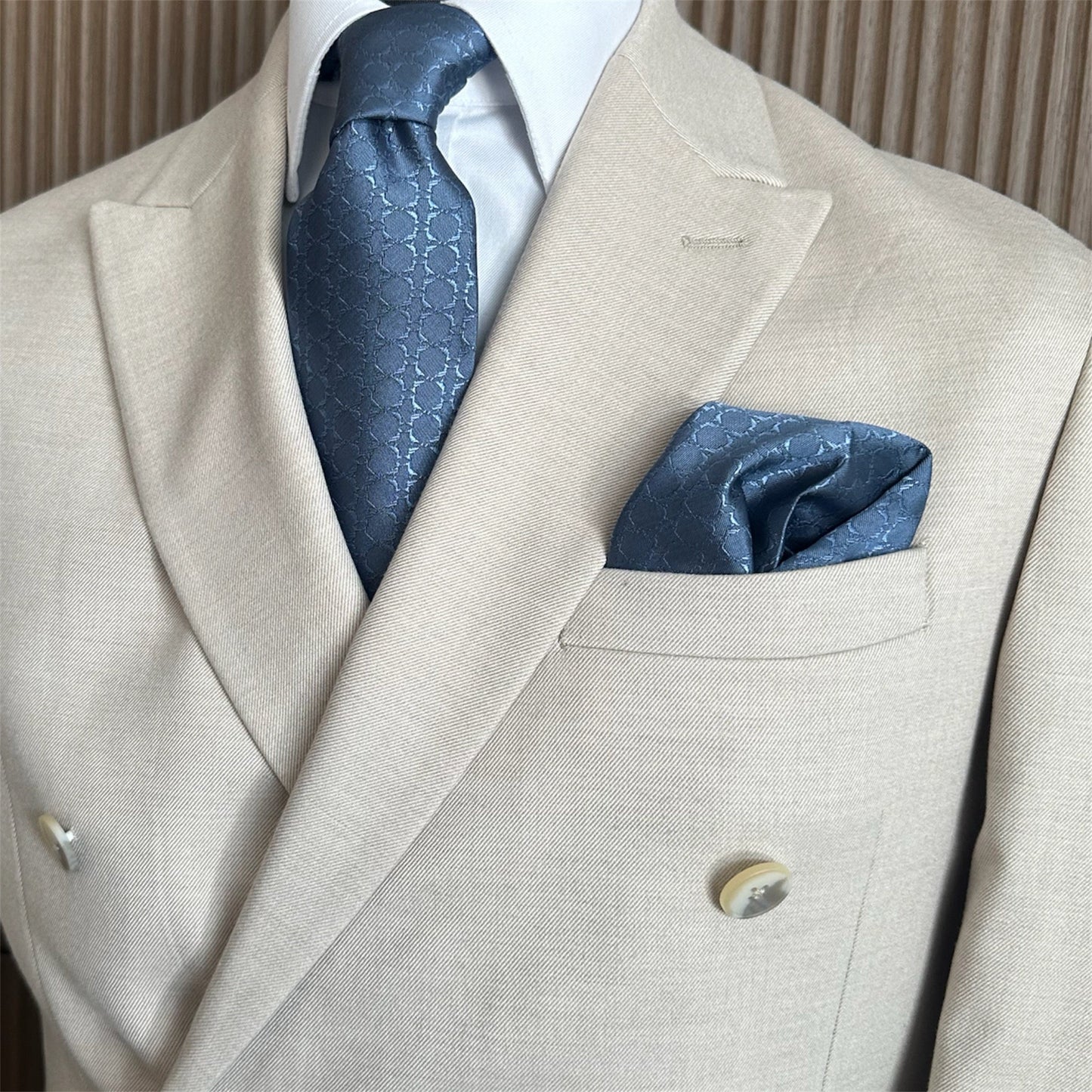 Steel Blue Textured Pocket Square