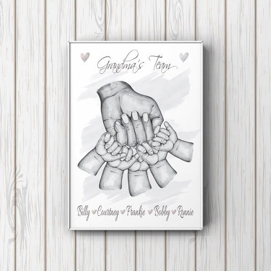 Personalised Gifts for her - "Fist Bump, Mummy's Team" Print
