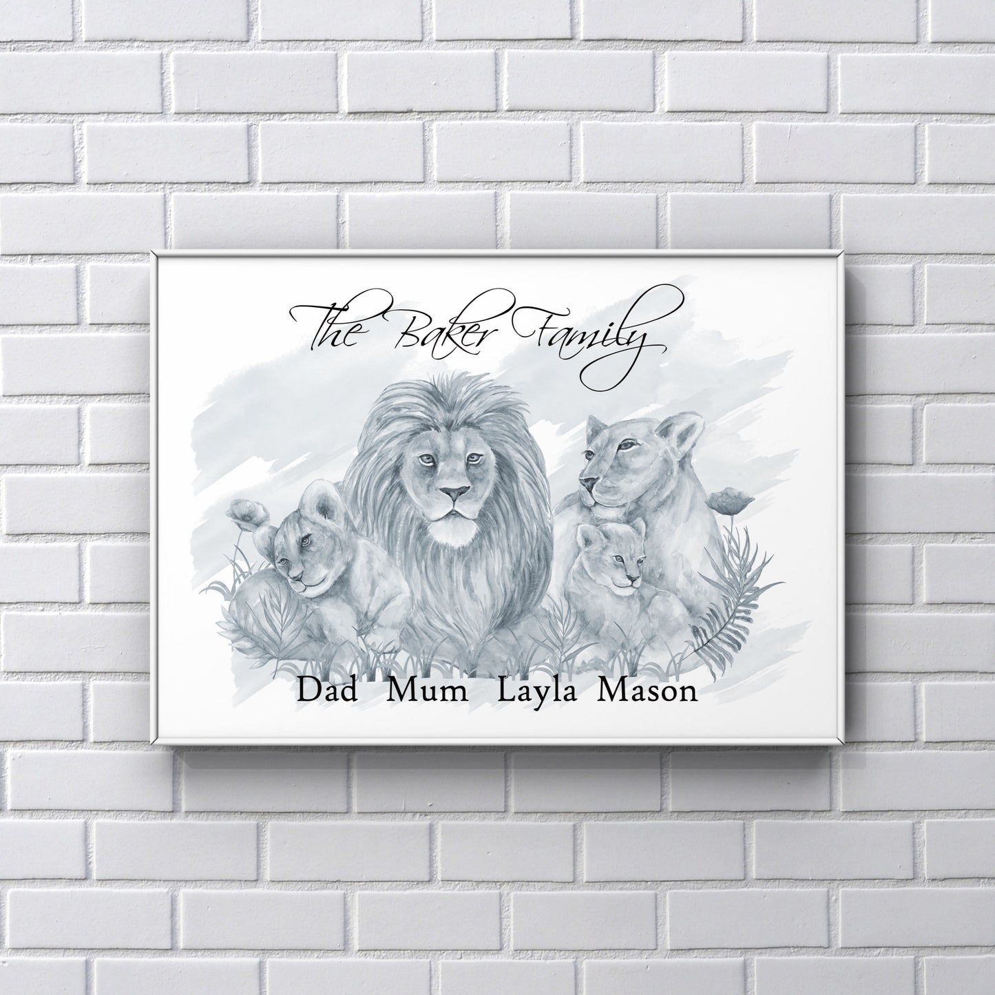 Personalised Lion Family Print Christmas Gift