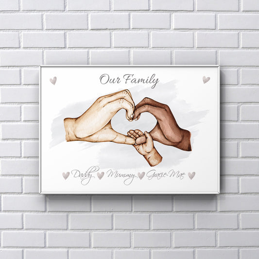 Family heart hands A4 Print UNFRAMED