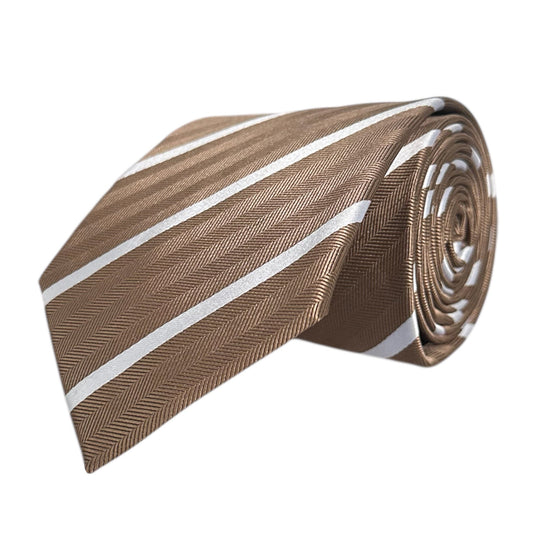 Mocha & White Stripe Tie - Hawksmoor Edit