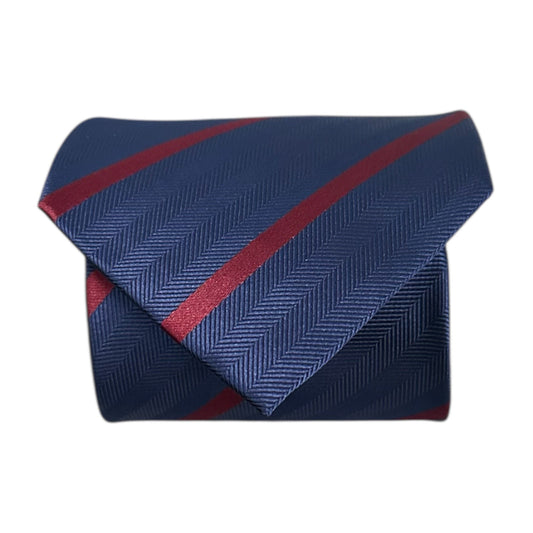 Navy Blue & Wine Stripe Tie - Hawksmoor Edit