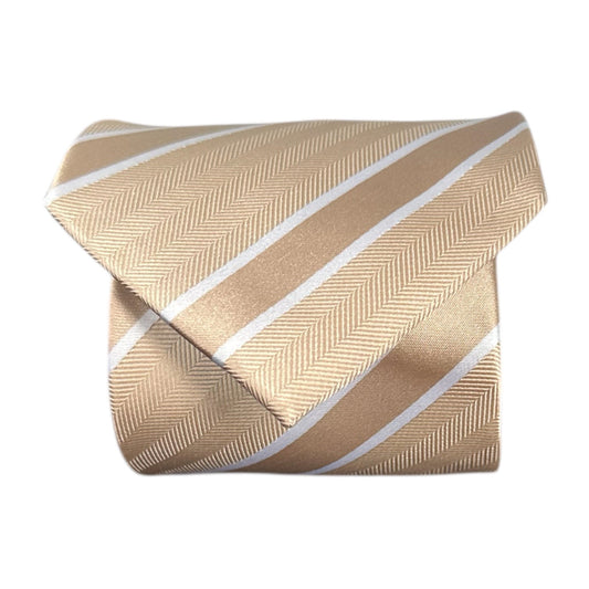 Beige & White Stripe Tie - Charleston Edit