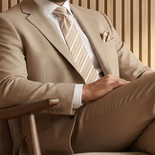 Cappuccino Stripe Pocket Square - Hawksmoor Edit