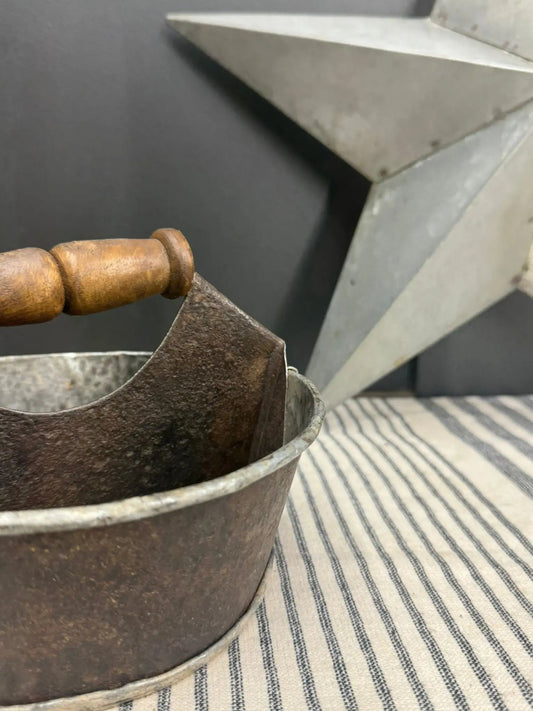 Vintage Small Metal Tray / Plant Pot Herb Planter / Metal Bucket Carry Caddie (B)