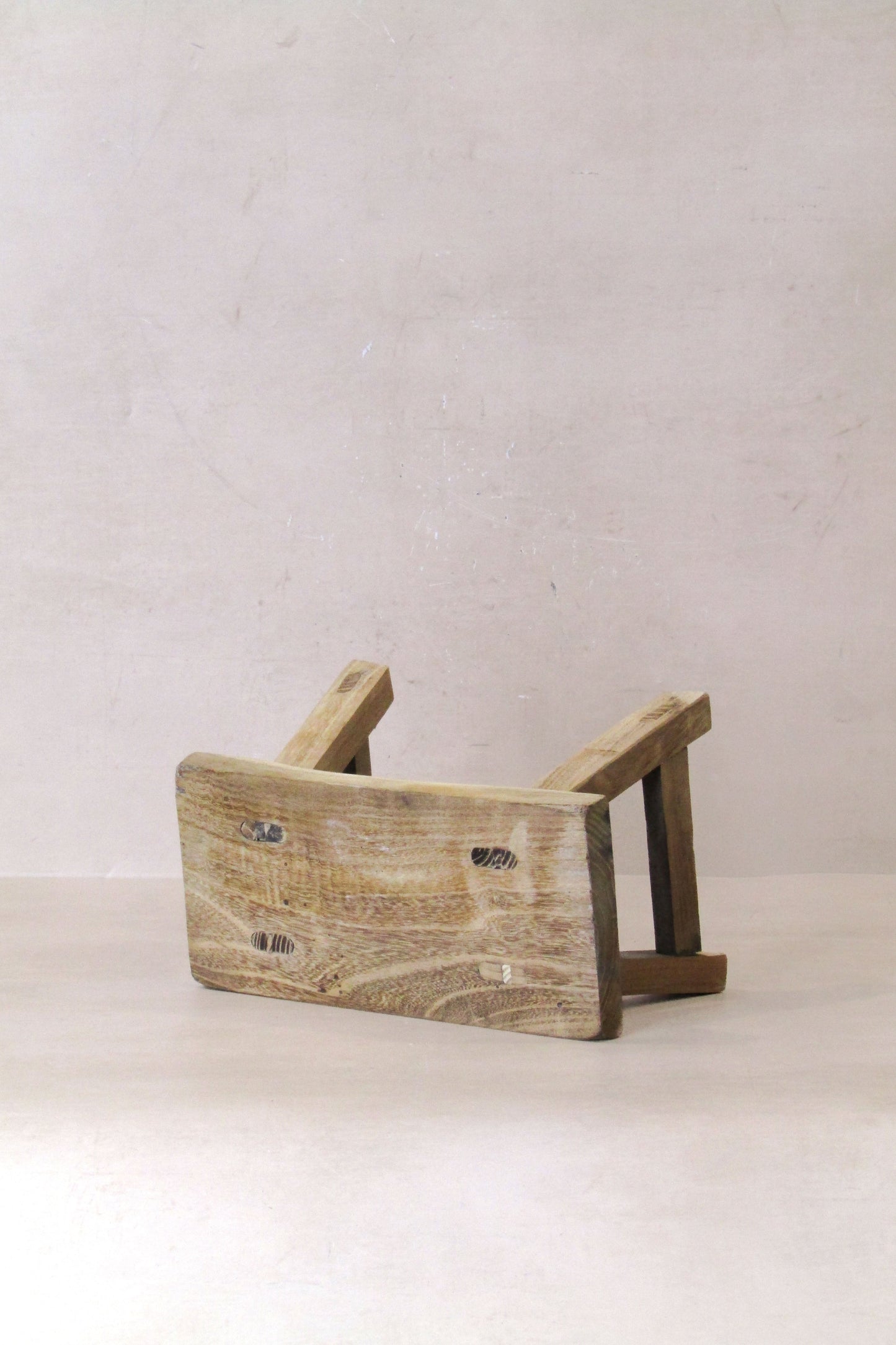 Vintage Rustic Elm Wood Stool - Small - No 27