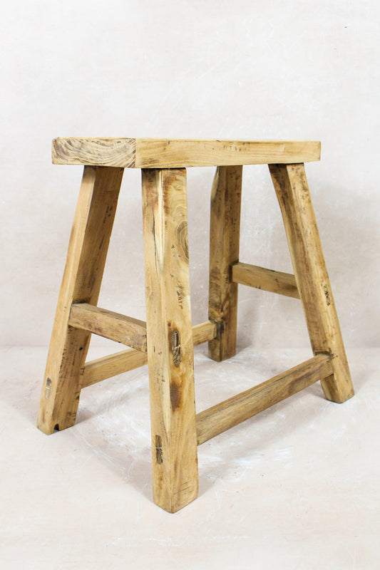 Vintage Rustic Stool - Elm wood - 77