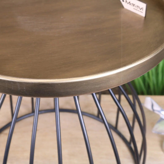 Palampur Gold Industrial Round Side Table