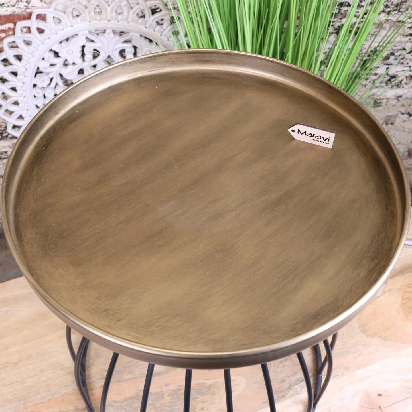 Palampur Gold Industrial Round Side Table