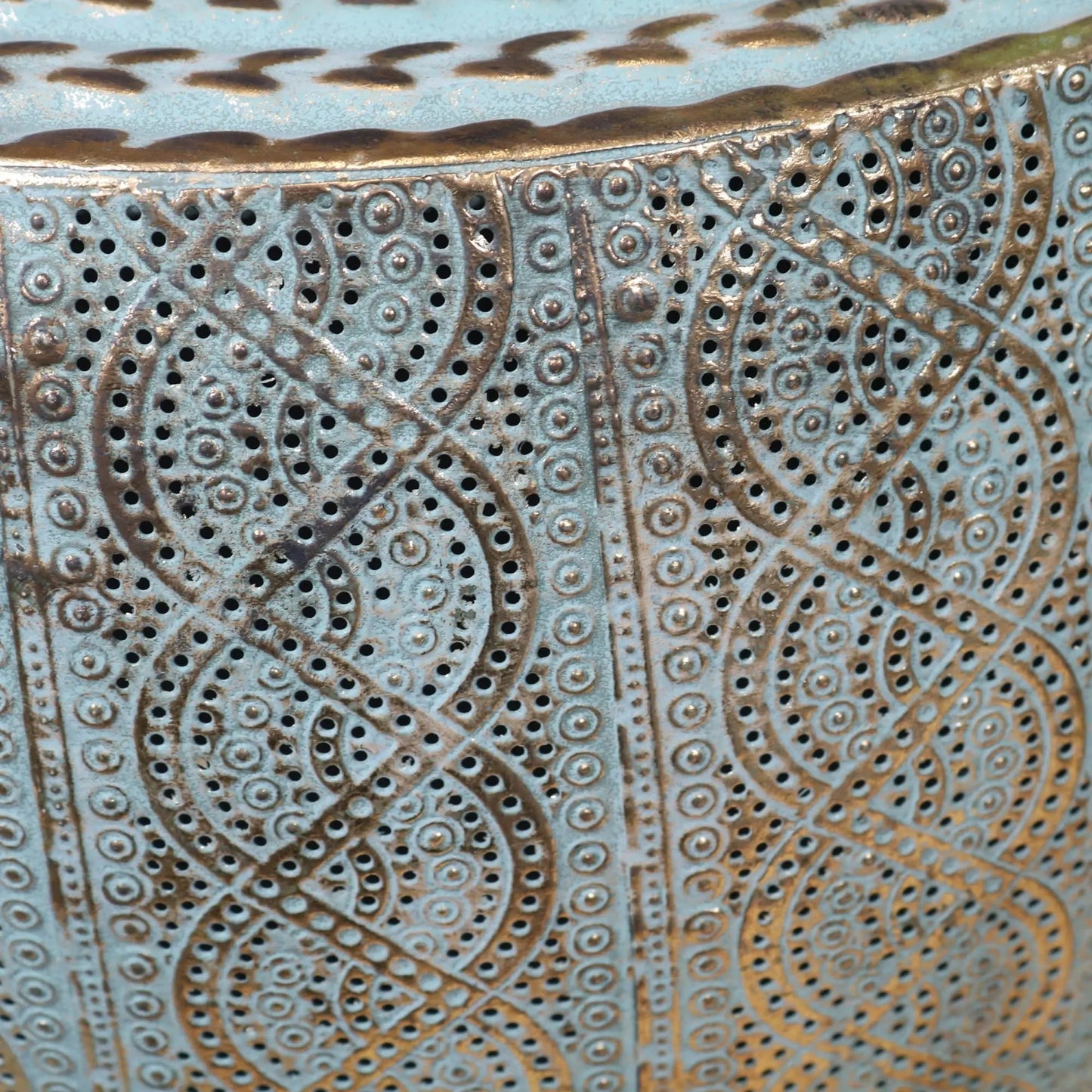 Jodai Drum Side Table Set Antiqued Gold