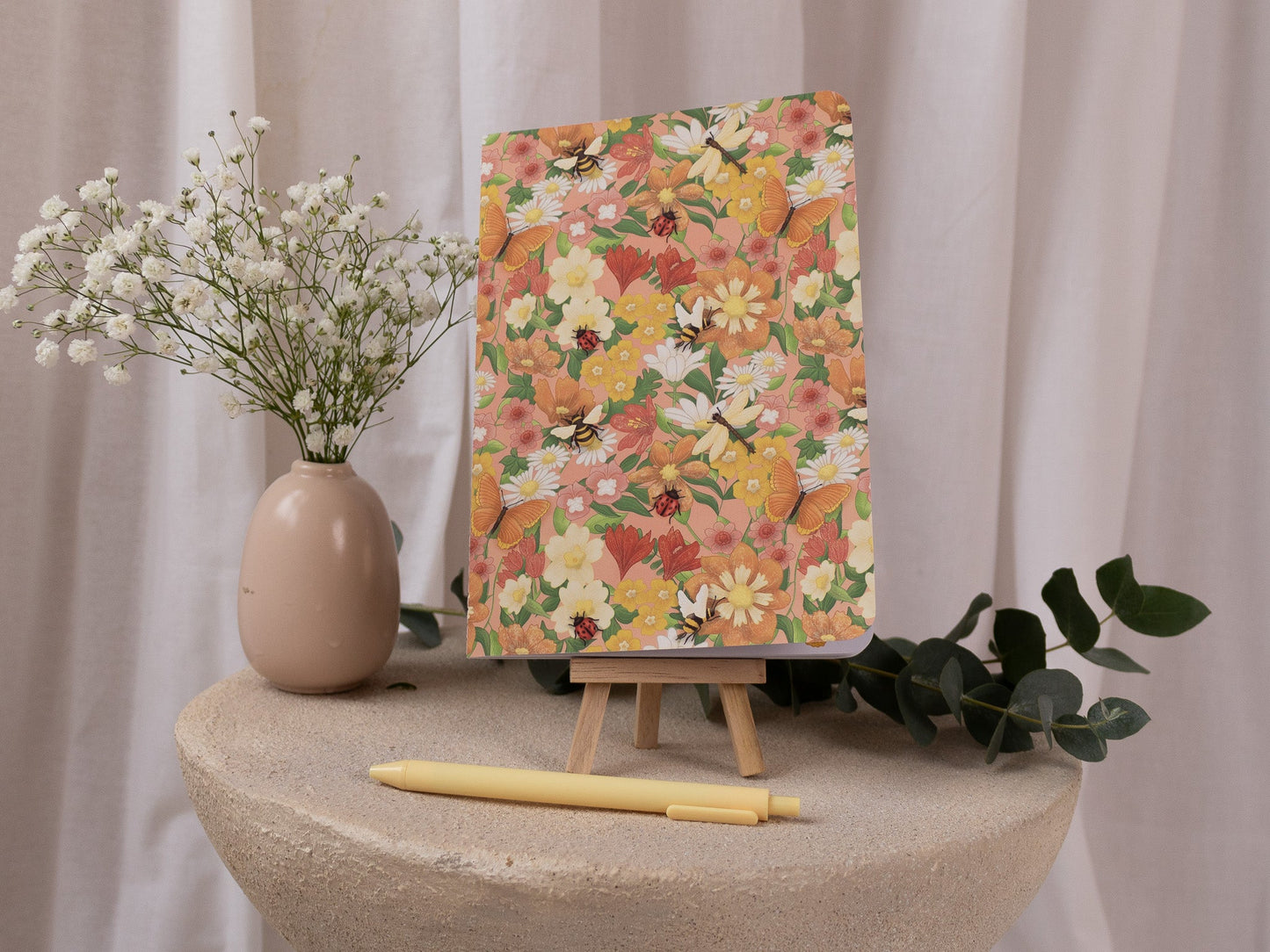 A5 Handmade Notebook with Spring Meadow Design