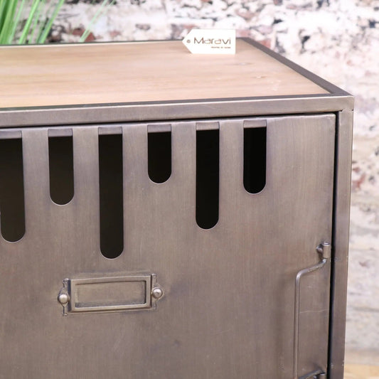 Usri Metal Industrial Style Bedside Cabinet