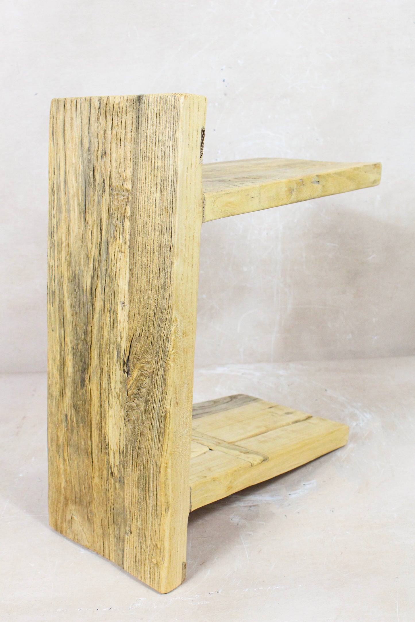 Vintage Rustic Square Elm Wood Stool - 132