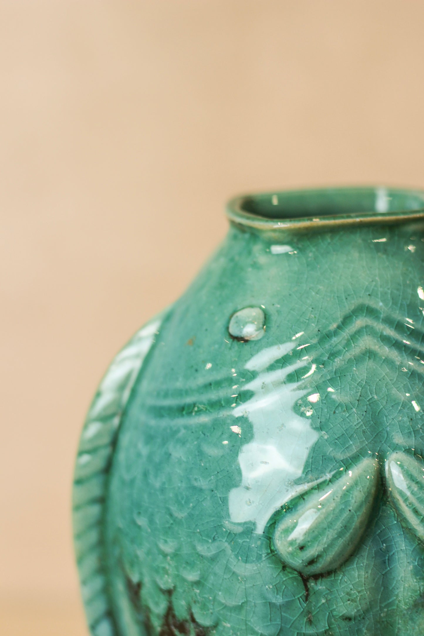 Vintage Turquoise Twin Fish Vase - No 3