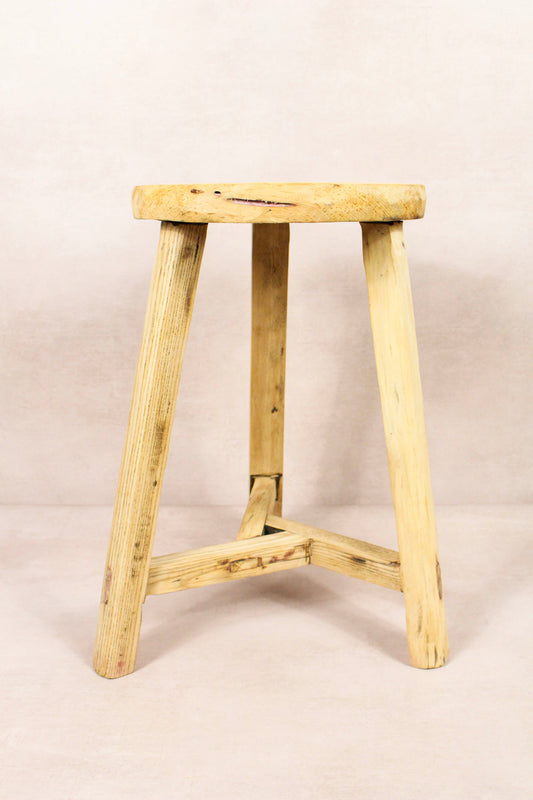 Vintage Rustic Round Stool - Elm wood - 169